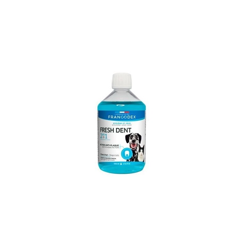 Francodex Fresh Dent 2v1 pro psy a kočky 500ml Roztok do pitné vody pro svěží dech vašich psů a koček. Obsahu