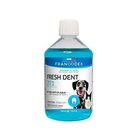 Francodex Fresh Dent 2v1 pro psy a kočky 500ml Roztok do pitné vody pro svěží dech vašich psů a koček. Obsahu