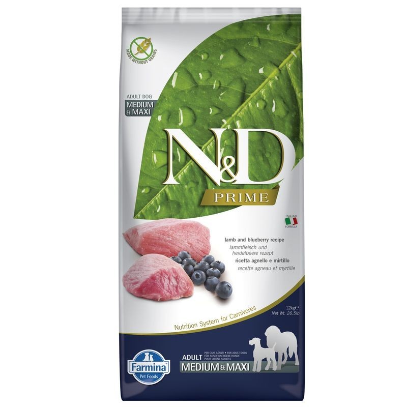 N&D PRIME DOG Adult M/L Lamb & Blueberry 12kg N&D PRIME DOG Adult M/L Lamb & Blueberry 12kg